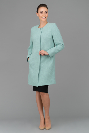 Zielony płaszcz bawełniany z fakturowanej tkaniny Katarzyna