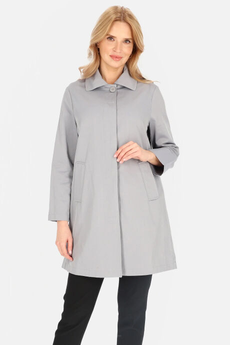 Jednorzędowy przejściowy płaszcz w kolorze szarym