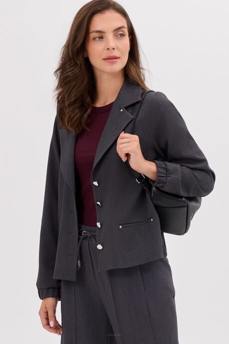 Grafitowy żakiet z ozdobnymi guzikami