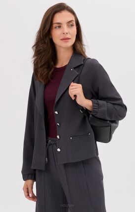 Grafitowy żakiet z ozdobnymi guzikami