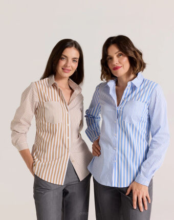 Bluzka koszulowa w paski w kolorze błękitnym