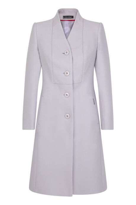 Popielaty płaszcz z ozdobnym przeszyciem Weronika