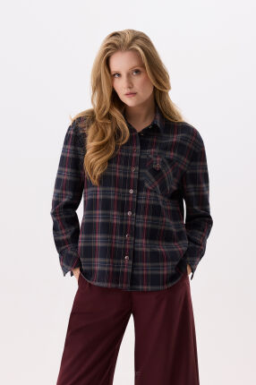 Koszula w granatowo-bordową kratę