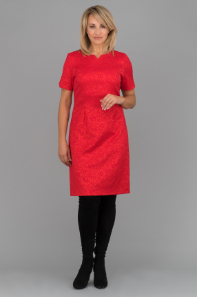 Czerwona żakardowa sukienka