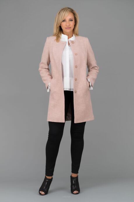 Różowy płaszcz bawełniany z fakturowanej tkaniny Katarzyna