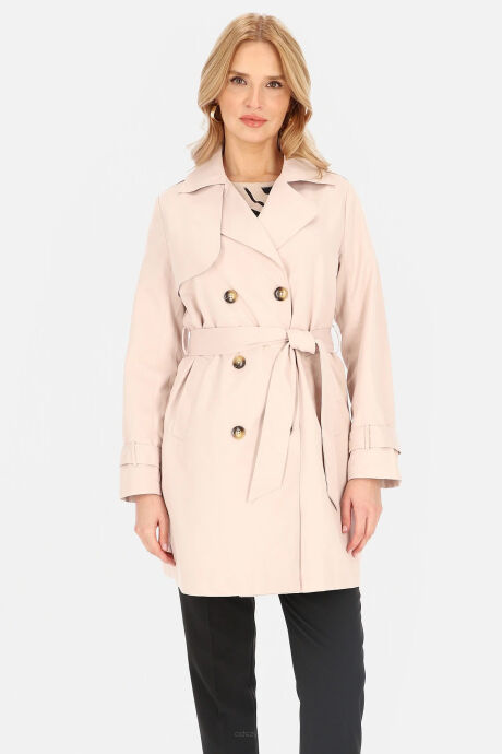 Dwurzędowy prochowiec wiązany w pasie w kolorze pastelowego różu